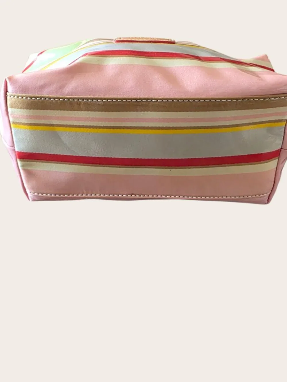 Coach Hampton Watercolor Stripe Pouch Bag Y2K Vintage Vachetta Trim Rare - Picture 15 of 16